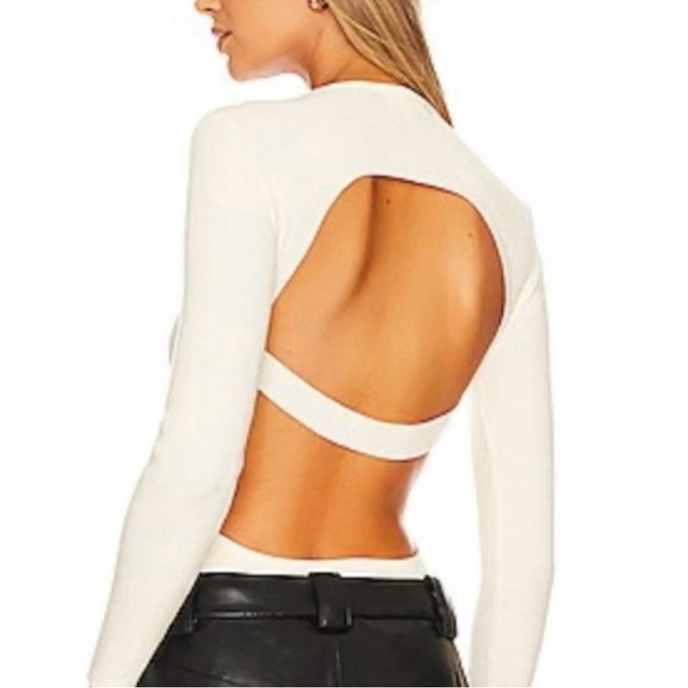 LBLC The Label White Open-Back Ribbed Bodysuit Small NWT - Picture 1 of 4